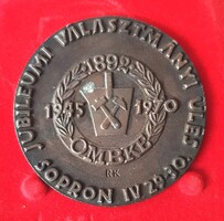 1970.OMBKE Bányászat Jubileumi választmányi ülés Sopron plakett