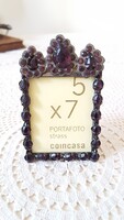 Rubin színű drágaköves,miniatűr fém képkeret