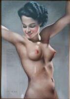 Diósi Sándor  : Női akt pasztell festmény