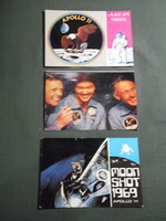 Postcard, 3 pcs, USA, NASA, space exploration, Apollo 11 moon landing, 1969-