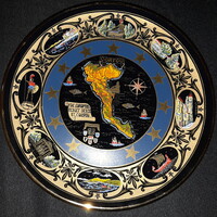 Korfut ábrázoló 24k arannyal kézzel készített görög tányér, dús aranyozás