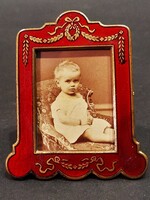 Antik miniatűr asztali tűzzománc képkeret