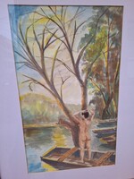 Abonyi Magyar Imre (1939-2010) Fürdés Előtt,Mártély