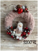 Karácsonyi ajtódísz szőrmés