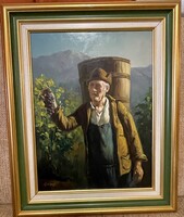 Gulyás László: Szőlősgazda olajfestmény