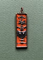 Retro modernista iparművészeti zománcozott réz medál Dömötör László stílus