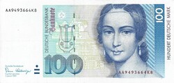 100 márka 1989 NSZK Németország 2. Gyönyörű