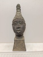 Antik afrikai szobor benini bronz fej Benin 329 5793