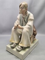 Régi Zsolnay Szalonnázó paraszt PAJZSOS!