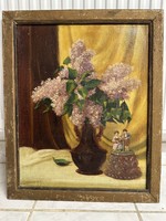 Very old, signed still life on canvas