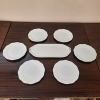 Fehér Herendi porcelán süteményes készlet