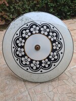 Barna virágos márványos tejüveg mennyezeti lámpa 3 égős retro csillár