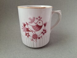 Zsolnay Sinkó madaras rózsaszín bögre, pohár