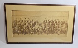 Nagyméretű, keretezett antik katonai csoportkép / "tablókép"