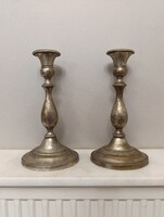 Antik gyertyatartó pár 2 db réz biedermeier szombati sábesz zsidó gyertya tartó kopottas 327 5866