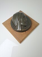 Art deco Mária kisplasztika plakett vallási kegytárgy