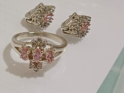 Női ezüst fülbevaló és gyűrű