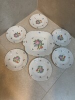 Herendi Bouquet (BT) süteményes készlet – 1516 forma, hibátlan, aranyozott