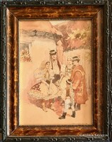 Wallburg Egon (Zórád Ernő) (1911 - 2004) : Népviseletben, 2db festmény