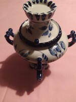 Régi orosz Gzhel porcelán dísz szamovár