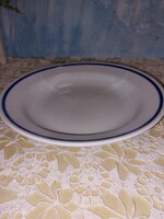 Zsolnay menzás, kék csíkos porcelán mély tányér, 22x4cm magas