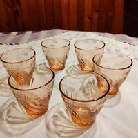 6 db lazac színű régi pohár, kávés pohár készlet