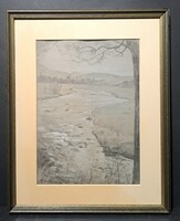 Gách István Lipót (1880-1962): Mocsaras táj - Liptószentmiklós, 1936 - Felvidék, Szlovákia, Liptov