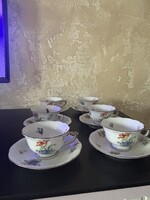 Herendi LTB tulipán mintás kávés / mokkàs szett – 1943, 735-ös forma, vitrin állapot