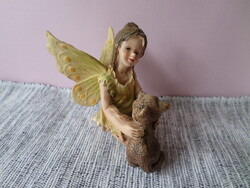 Műgyanta polirezin tündér cicával figura szobor