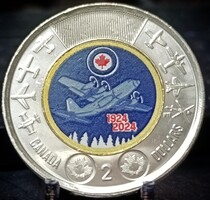 Kanada 2 dollár, 2024 100. évfordulója – Kanadai Királyi Légierő, Színezett A18B3