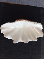 Hollóházi kagyló alakú nagy porcelán gyűrűtartó, 6,5 x 20 x 11 cm, jelzett