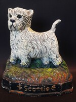 Antique Painted Cast Iron Dog Statue, Garden Decor