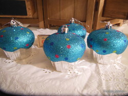 KARÁCSONYFADÍSZ - MUFFIN - 8 x 8 cm - VASTAGON CSILLÁMOS