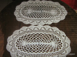 Aranyos horgolt ovális világoskék terítő pár