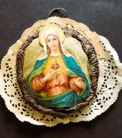 Cca. 1918 RÉGI KARÁCSONY KARÁCSONYFADÍSZ MADONNA SZŰZ MÁRIA KOLOSTOR - APÁCA MUNKA MUZEÁLIS