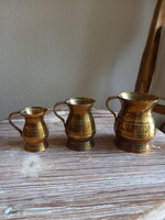 3 darabos régi réz mérőpohár szett