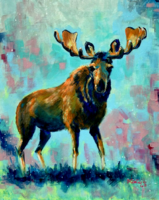 Jávorszarvas - keretezett akrilfestmény - 35 x 28 centi + keret