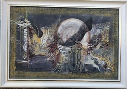 Zombori László (Szeged 1937 - ): Csiga 60 x 90, akril festmény