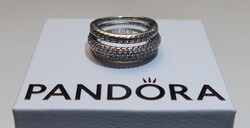Pávé és kígyólánc stílusú tripla Pandora ezüst gyűrű