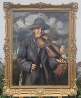 Parobek Alajos(1896 - 1947): "Fiú hegedűvel" festmény