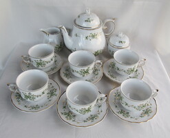 Hollóházi porcelán Erika mintás 6 személyes teáskészlet