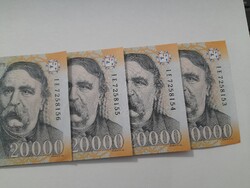 4 db sorszámkövető 20000.-Ft -os 2020-as