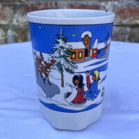 Zsolnay karácsonyi - mesejelenetes porcelán pohár