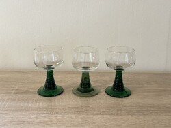 Retro Zwiesel zöld talpas pohár szett