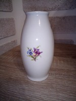 Hollóházi virág mintás porcelán váza 11 cm. Jelzett
