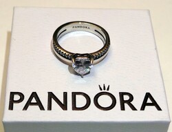 Dupla karikagyűrű szívvel - Pandora ezüst gyűrű