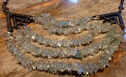 5 soros jégkék akvamarinszemekből álló nyakék 52,3gr