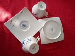 Modern, új,  francia  Limoges - i porcelán csészék és csészealjak - kék - fehér