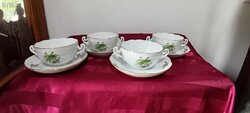 Herendi porcelán Hecsedli - csipkebogyós leveses csésze + alátét 4 szett
