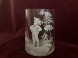 Antik Mary Gregory füles üveg pohár 250826